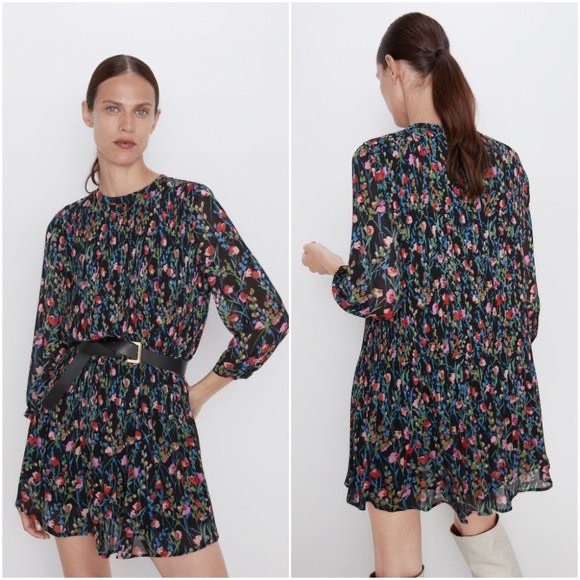Zara Multicolor Floral Pleated “Annie” Mini Dress - Picture 2 of 15